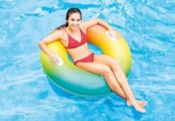 Intex Inflatable Pool Float | Rainbow Ombre Tube (48") -Pool Supplies Shop 58202 in use