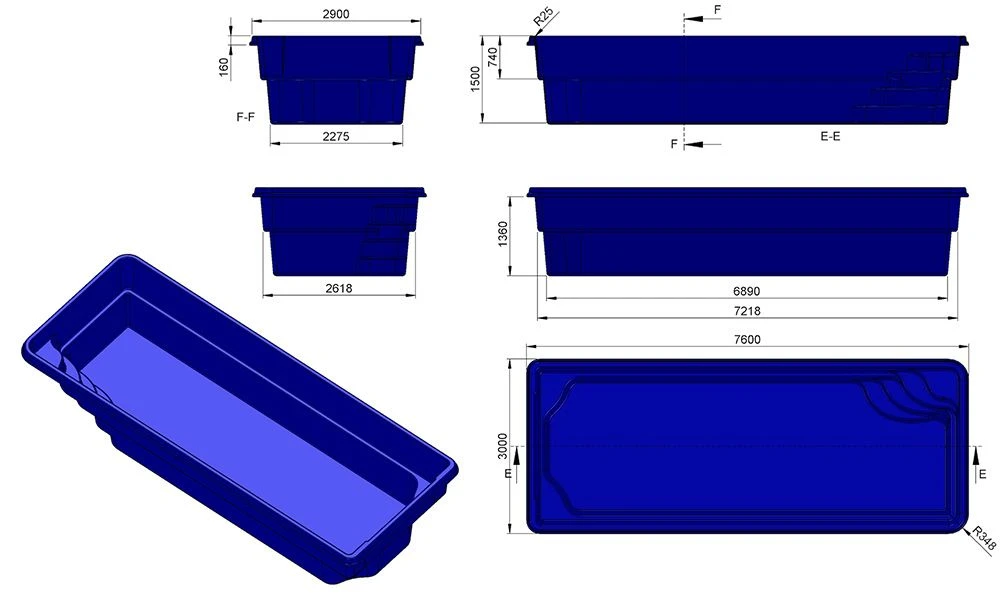 Fibreglass Pool Montecito 24'11" X 10' Complete Kit (Metallic Finish) 4 Fibreglass Pool Montecito 24'11" X 10' Complete Kit (Metallic Finish) - Image 4